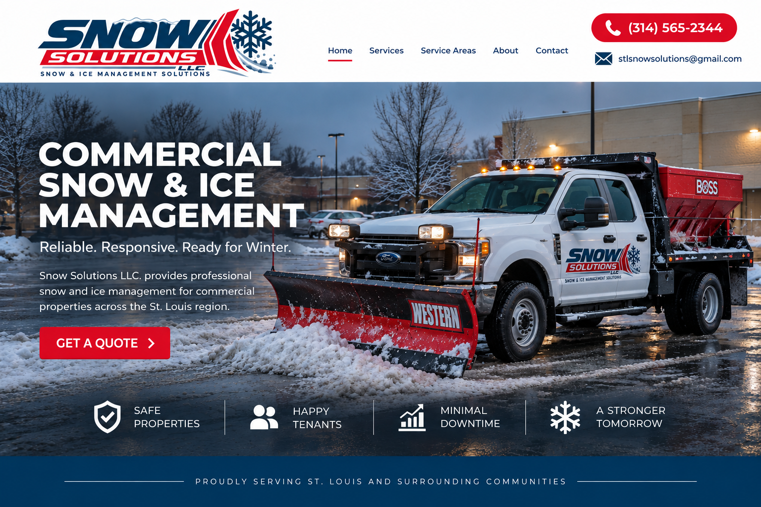 Snow Solutions LLC commercial snow and ice management homepage